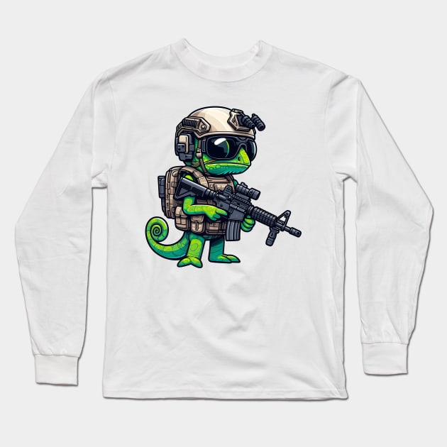 Tactical Cameleon Mastery Tee: Where Style Meets Stealth Long Sleeve T-Shirt by Rawlifegraphic